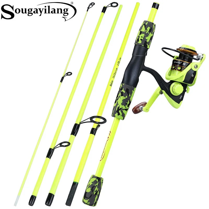 Fishing Rod Combo - Sougayilang Portable 5 Section Red/yellow Fishing