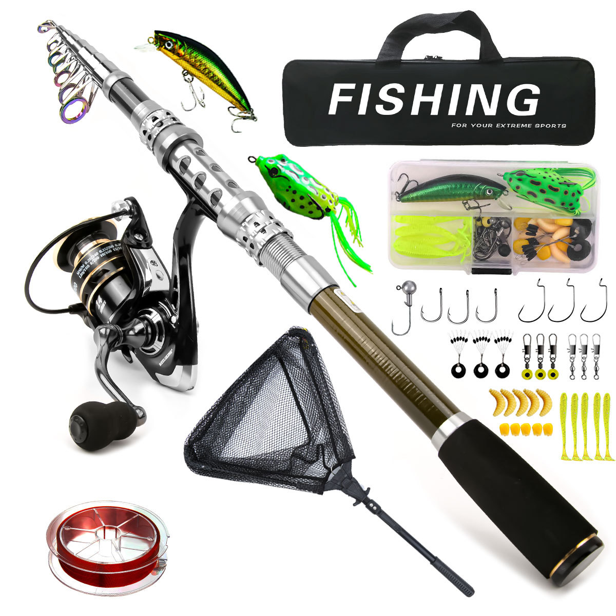 Carbon Luya Rod Wheel Set Sea  - Fishing Rod Spinning ulasan dan harga