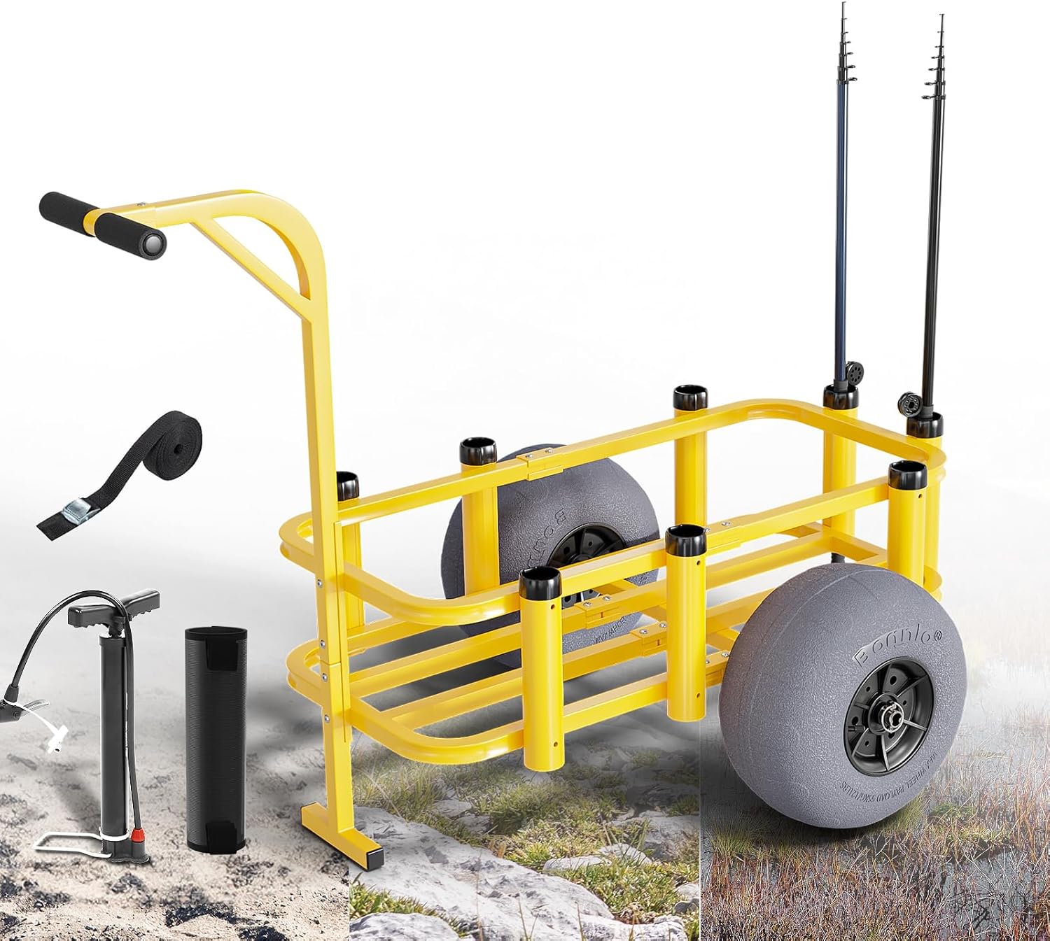 Rolling Fishing Cart Outdoor B - Fishing Rod Holder ulasan dan harga
