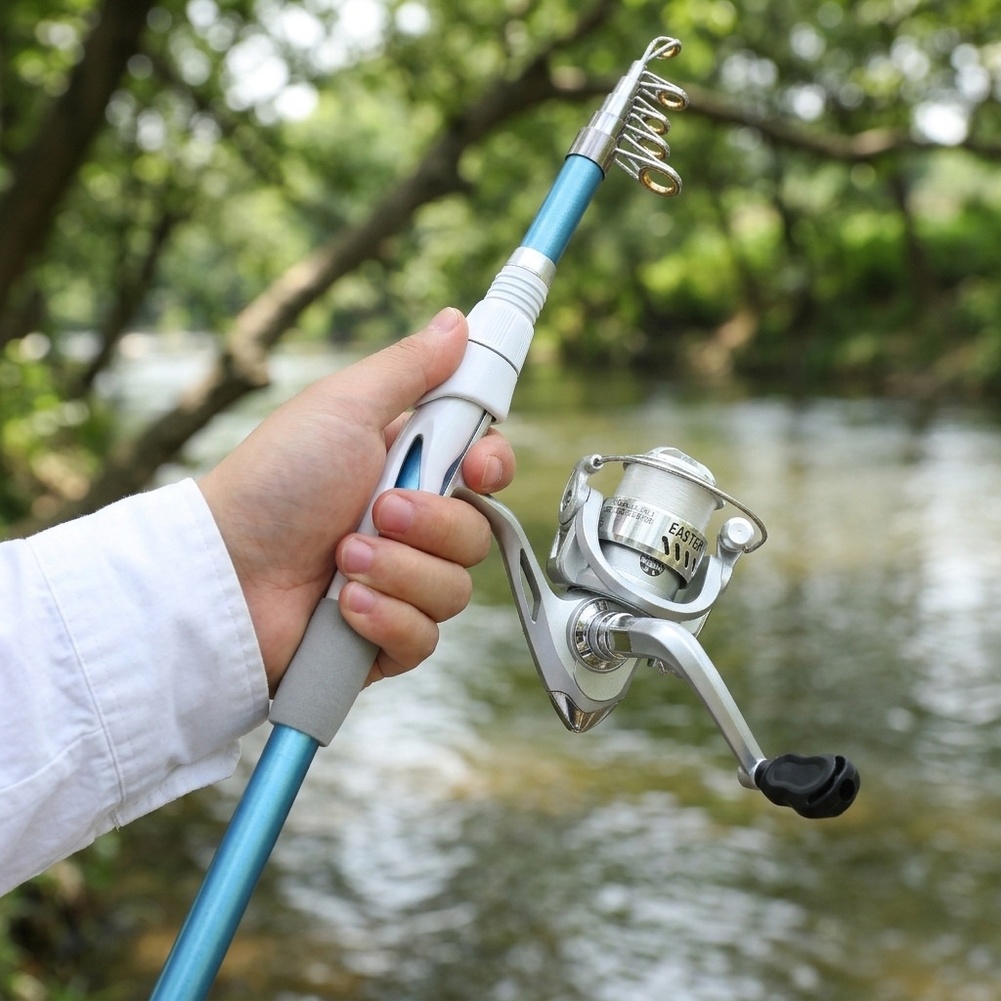 Blue White 1.8M Fishing Rod Re - Fishing Rod Combo ulasan dan harga